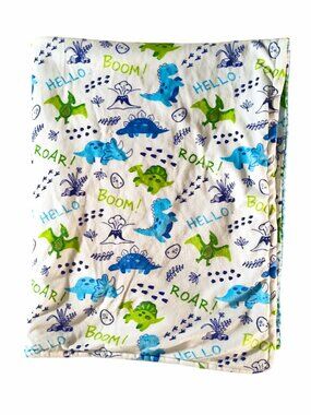Le Bebe Favorite Dinosaur Roar Blue Sherpa Security Lovey Blanket 32" X 38"